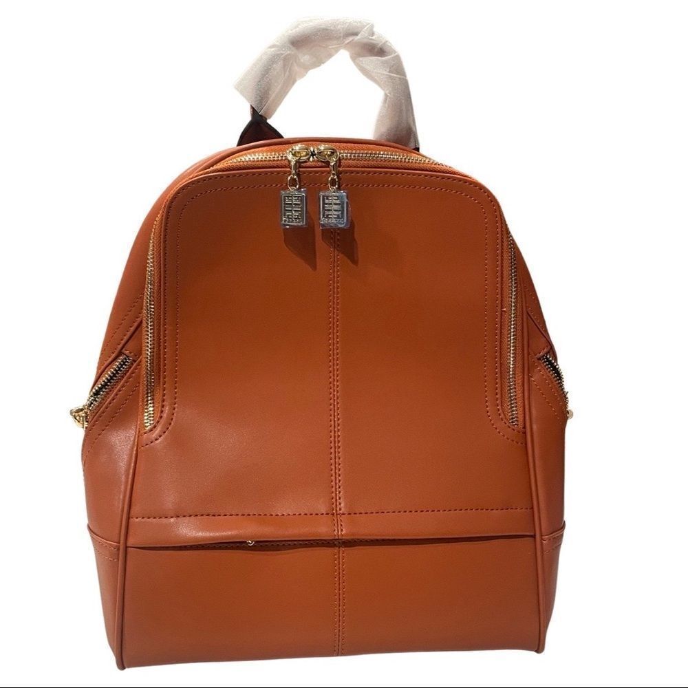 BOYATU bronze color backpack w/ gold accents and multiple pockets
